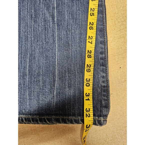 Y2K Express Low Rise Flare Womens Sz 4 Long Denim Jeans Preppy Normcore - Picture 13 of 14